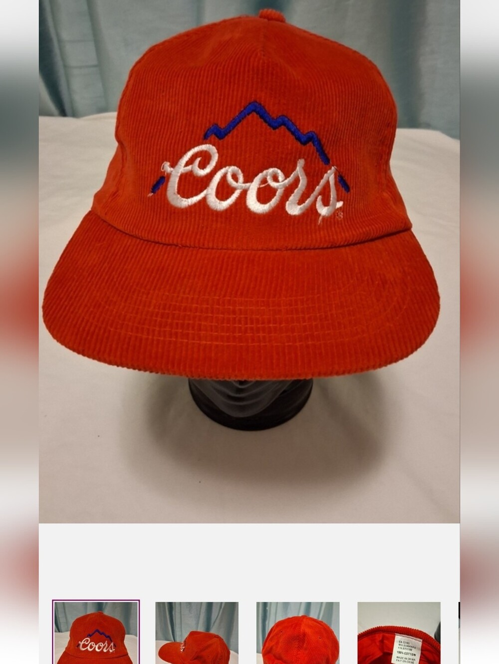 Deadstock Coors Red Corduroy Embroidered Logo Hat
